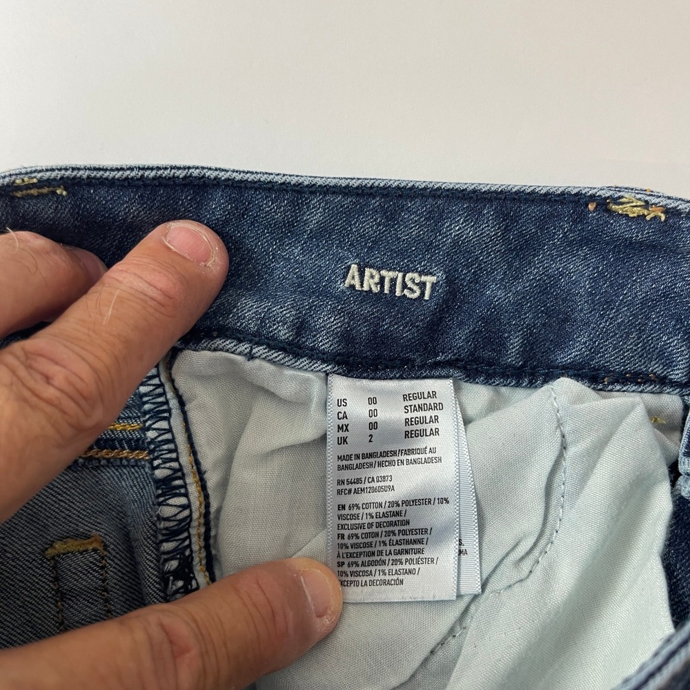 American Eagle Jeans Womens 00 Short Blue Artist Flare Stretch BoHo Cowgirl - Picture 4 of 9
